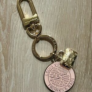 Gold and Pink Trunks and Bags Key Ring with clasp